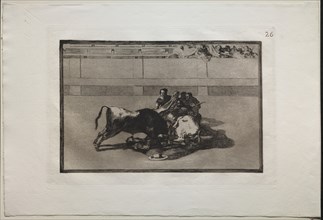 Bullfights: A Picador is Unhorsed and Falls Under the Bull, 1876. Creator: Francisco de Goya (Spanish, 1746-1828).
