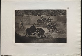 Bullfights: Pepe Illo Making the Pass of the "Recorte", 1876. Creator: Francisco de Goya (Spanish, 1746-1828).