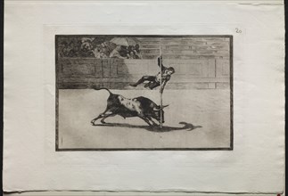 Bullfights: The Agility and Audacity of Juanito Apinani in (the Ring) at Madrid, 1876. Creator: Francisco de Goya (Spanish, 1746-1828).
