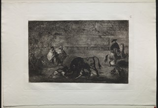 Bullfights: The Dog Let Loose on the Bull, 1876. Creator: Francisco de Goya (Spanish, 1746-1828).