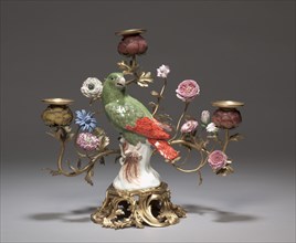Candelabras with Parrots, c. 1740. Creator: Meissen Porcelain Factory (German); Johann Joachim Kändler (German, 1706-1768).
