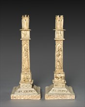 Candlestick Pair, 1800s - early 1900s. Creator: Unknown.