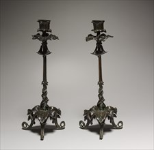 Candlesticks, 1800s. Creator: Antoine-Louis Barye (French, 1796-1875).