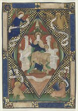 Canon Page from a Missal: Christ in Majesty with Evangelists, c. 1410. Creator: Unknown.