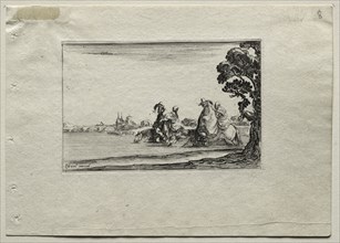 Caprices: Cavaliers Watering their Horses in a River. Creator: Stefano Della Bella (Italian, 1610-1664).