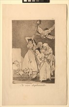 Caprichos: There They Go Plucked (i.e. fleeced). Creator: Francisco de Goya (Spanish, 1746-1828).