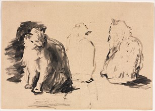 Cats (recto); Sketch of Two Figures Embracing (verso). Creator: Théodule Ribot (French, 1823-1891).
