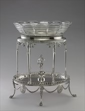 Centerpiece (metal stand and glass bowl), 1792. Creator: William Pitts (British); Joseph Preedy (British).