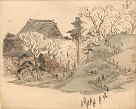 Cherry Blossom Festival at the Temple on Mt. Suribachi. Creator: Ando Hiroshige (Japanese, 1797-1858).