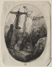 Christ Crucfied Between Two Thieves: An Oval Plate, c. 1641. Creator: Rembrandt van Rijn (Dutch, 1606-1669).