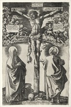 Christ on the cross between the virgin and St. John, 1542. Creator: Hans Brosamer (German, c. 1500-1554).