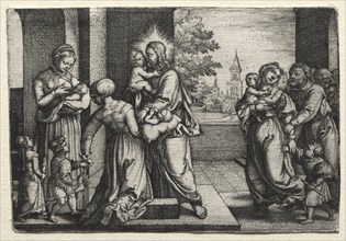Christ with Little Children, c. 1548. Creator: Georg Pencz (German, c. 1500-1550).