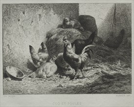 Cock and Hens. Creator: Charles-Émile Jacque (French, 1813-1894).