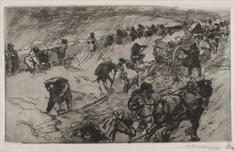 Combat contre la Neige, Quai aux Fleurs, 1890. Creator: Auguste Louis Lepère (French, 1849-1918).