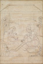 Couple Playing Chaupar on a Terrace, c. 1790-1800. Creator: Unknown.