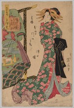 Courtesan Beside Kimono Rack, 1787-1867. Creator: Kikugawa Eizan (Japanese, 1787-1867).