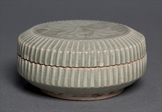 Covered Box with Carved Floral Design: Yaozhou Ware, 1100s. Creator: Unknown.