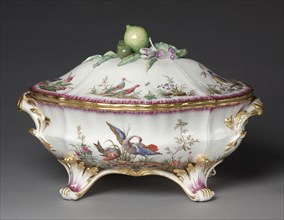 Covered Tureen (Terrine ancienne ou ordinaire), c. 1752. Creator: Vincennes Factory (French); Louis-Denis Armand (French), probably painted by.
