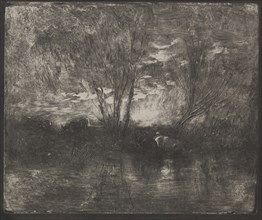Cows at a Watering Place, original impression 1862, printed in 1921. Creator: Charles François Daubigny (French, 1817-1878).