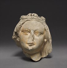 Crowned Female Head (Fragment), c. 1400-1420. Creator: Unknown.