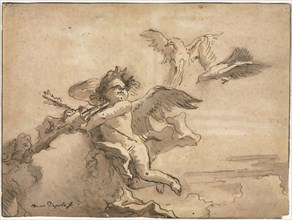 Cupid Blindfolded and Two Doves, 1757 or after. Creator: Giovanni Domenico Tiepolo (Italian, 1727-1804).
