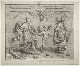 Cupid dancing with two allegorical women, 1612. Creator: Paulus Moreelse (Dutch, 1571-1638).