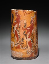Cylindrical Vessel with Palace Scene, 600-900. Creator: Unknown.