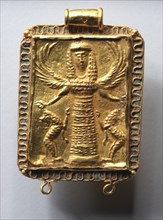 Daedalic Pendant with Potnia Theron (Mistress of Animals), 650-600 BC. Creator: Unknown.