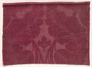 Damask with Leaf and Floral Design, 1700s - 1800s. Creator: Unknown.