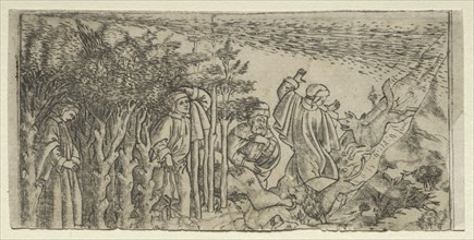 Dante Lost in the Wood: Escaping and Meeting Virgil, Canto I, 1481. Creator: Baccio Baldini (Italian, c. 1436-1487).