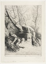 Death and the Woodcutter, 1881. Creator: Alphonse Legros (French, 1837-1911).