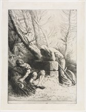 Death and the Woodcutter, 1881. Creator: Alphonse Legros (French, 1837-1911).