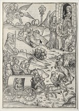 Der Schatzbehalter: The Return of Tobias to Tobit; The Arrival of Tobias Wife..., 1491. Creator: Michael Wolgemut (German, 1434-1519).