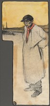 Design for a Book Illustration, Standing Male Figure, after 1901. Creator: George Dupuis (French, 1875-1932).