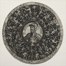 Design for a dish with medallions, c. 1558. Creator: Theodor de Bry (Flemish, 1528-1598).