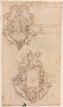 Design for Decorative Hinges (recto), mid 1500s. Creator: Luzio Romano (Italian, active 1528-75).
