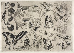 Dinner Service (Rousseau service): Butterflies and Fish (no. 16), 1866. Creator: Félix Bracquemond (French, 1833-1914).