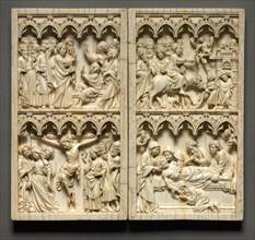 Diptych with Scenes from the Life of Christ (left wing: Raising of Lazarus and Crucifixion)?, c. 135 Creator: Unknown.