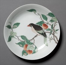 Dish with Bird on Peach Branch, 1662-1722. Creator: Unknown.
