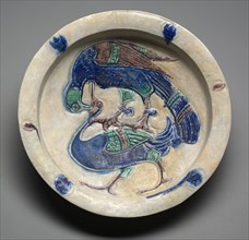 Dish with Falcon Attacking a Water Bird, 1100s. Creator: Unknown.