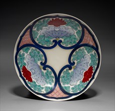 Dish with Lotus in Rui-Head-Shaped Cartouches, mid-1800s. Creator: Unknown.