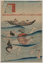 Diving for Sponges. Creator: Kunisada II (Japanese, 1823-1880).