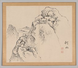 Double Album of Landscape Studies after Ikeno Taiga, Volume 1 (leaf 27), 18th century. Creator: Aoki Shukuya (Japanese, 1789).