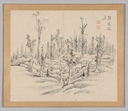 Double Album of Landscape Studies after Ikeno Taiga, Volume 2 (leaf 23), 18th century. Creator: Aoki Shukuya (Japanese, 1789).