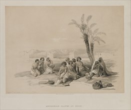 Egypt and Nubia, Volume I: Abyssinian Slaves Resting at Korti-Nubia, 1847. Creator: Louis Haghe (British, 1806-1885); F.G.Moon, 20 Threadneedle Street, London.
