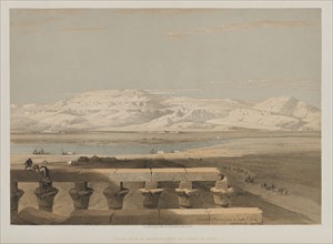 Egypt and Nubia, Volume I: Libyan Chain of Mountains, from the Temple of Luxor, 1847. Creator: Louis Haghe (British, 1806-1885); F.G.Moon, 20 Threadneedle Street, London.
