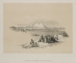Egypt and Nubia, Volume I: Pyramids of Geezeh, from the Nile, 1846. Creator: Louis Haghe (British, 1806-1885); F.G.Moon, 20 Threadneedle Street, London.