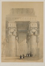 Egypt and Nubia, Volume II: View from Under the Portico of the Temple of Dendera, 1849. Creator: Louis Haghe (British, 1806-1885); F.G.Moon, 20 Threadneedle Street, London.