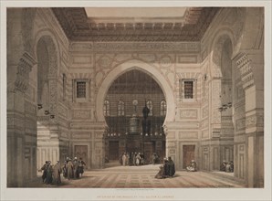 Egypt and Nubia, Volume III: Interior of the Mosque of the Sultan El Ghoree , 1849. Creator: Louis Haghe (British, 1806-1885); F.G. Moon, 20 Threadneedle Street, London.