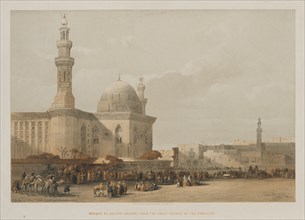 Egypt and Nubia, Volume III: Mosque of Sultan Hassan, from the Great Square of the Rameyleh, 1849. Creator: Louis Haghe (British, 1806-1885); F.G.Moon, 20 Threadneedle Street, London.